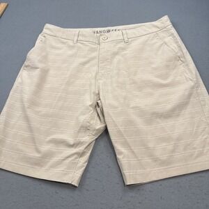 HangTen Men's Board Shorts 40 PERFORMANCE TAN BEIGE STRIPE DRAWSTRING